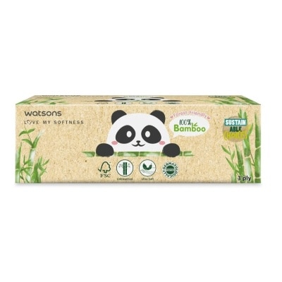 WATSONS Khăn Giấy Hộp Watsons Facial Box Tissue 3ply x 100s (Bamboo)