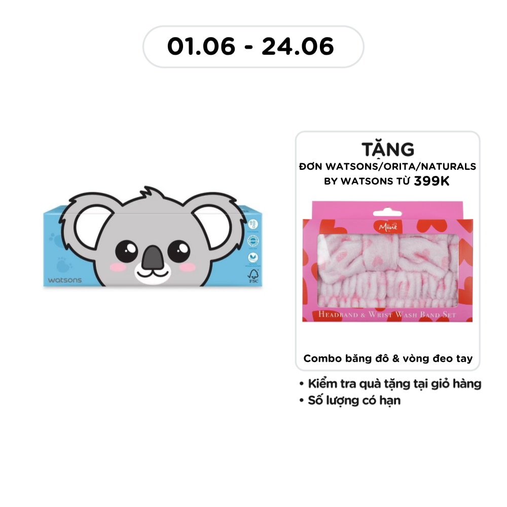 Khăn Giấy Hộp Watsons Facial Box Tissue 3ply x 100s (Koala+Penguin)(Hình Ngẫu Nhiên)