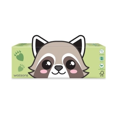 WATSONS Khăn Giấy Hộp Watsons Facial Box Tissue 3ply x 100s (Racoon+Sloth)(Hình Ngẫu Nhiên)