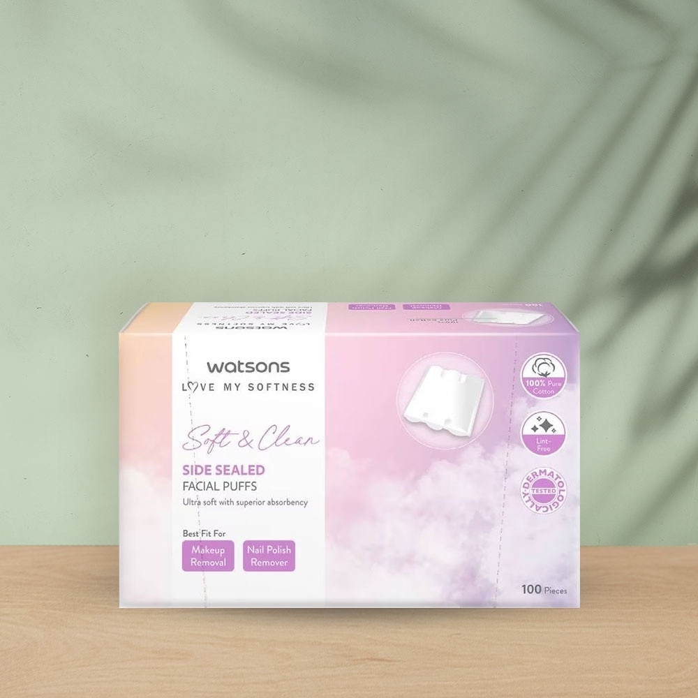 Bông Tẩy Trang Watsons Side Sealed Facial Puffs 100s