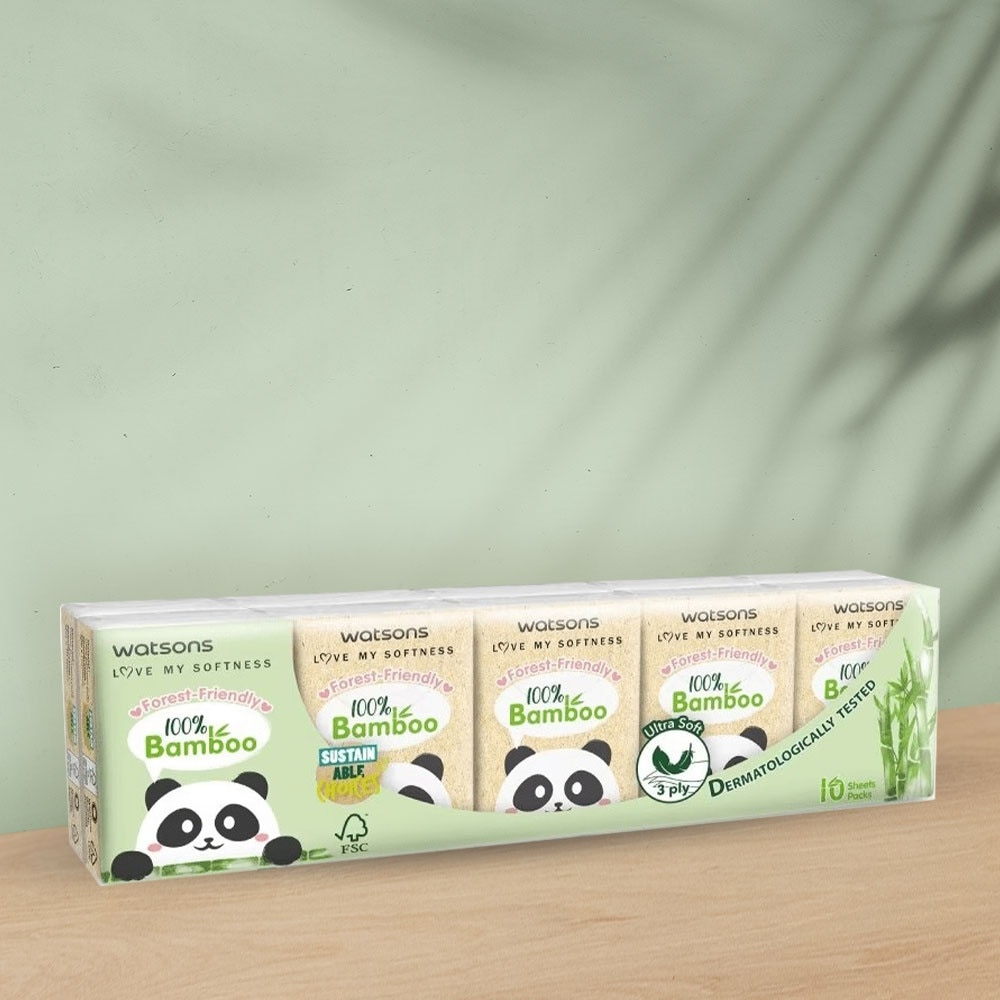 Khăn Giấy Bỏ Túi Watsons Hankies 3ply 10pcs (Bamboo)