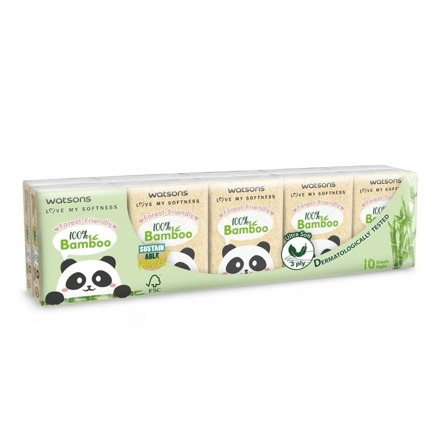 Khăn Giấy Bỏ Túi Watsons Hankies 3ply 10pcs (Bamboo)