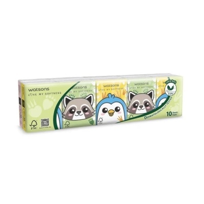 WATSONS Hankies Fun Design Animal 3ply 10pcs