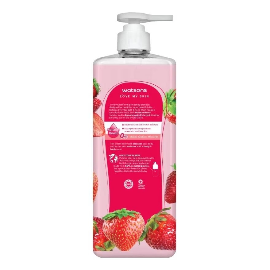 Kem Tắm Watsons Love My Skin Hương Dâu Tây Cream Body Wash 1000ml