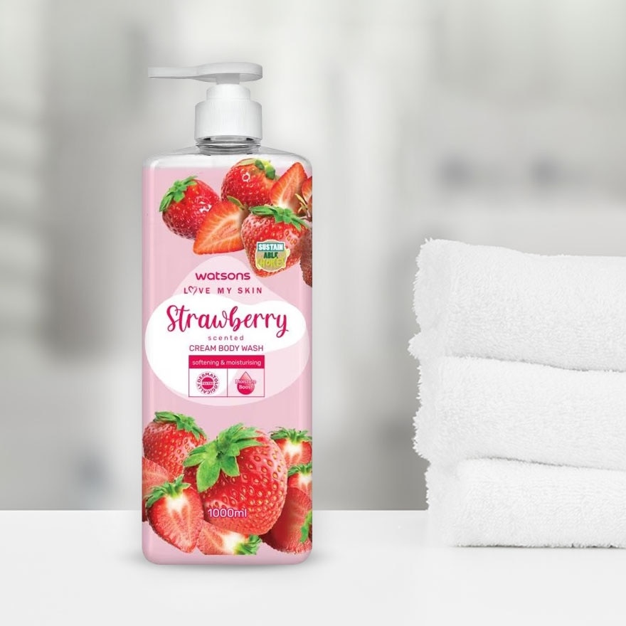 Love My SKin Strawberry Scented Cream Body Wash 1000ml