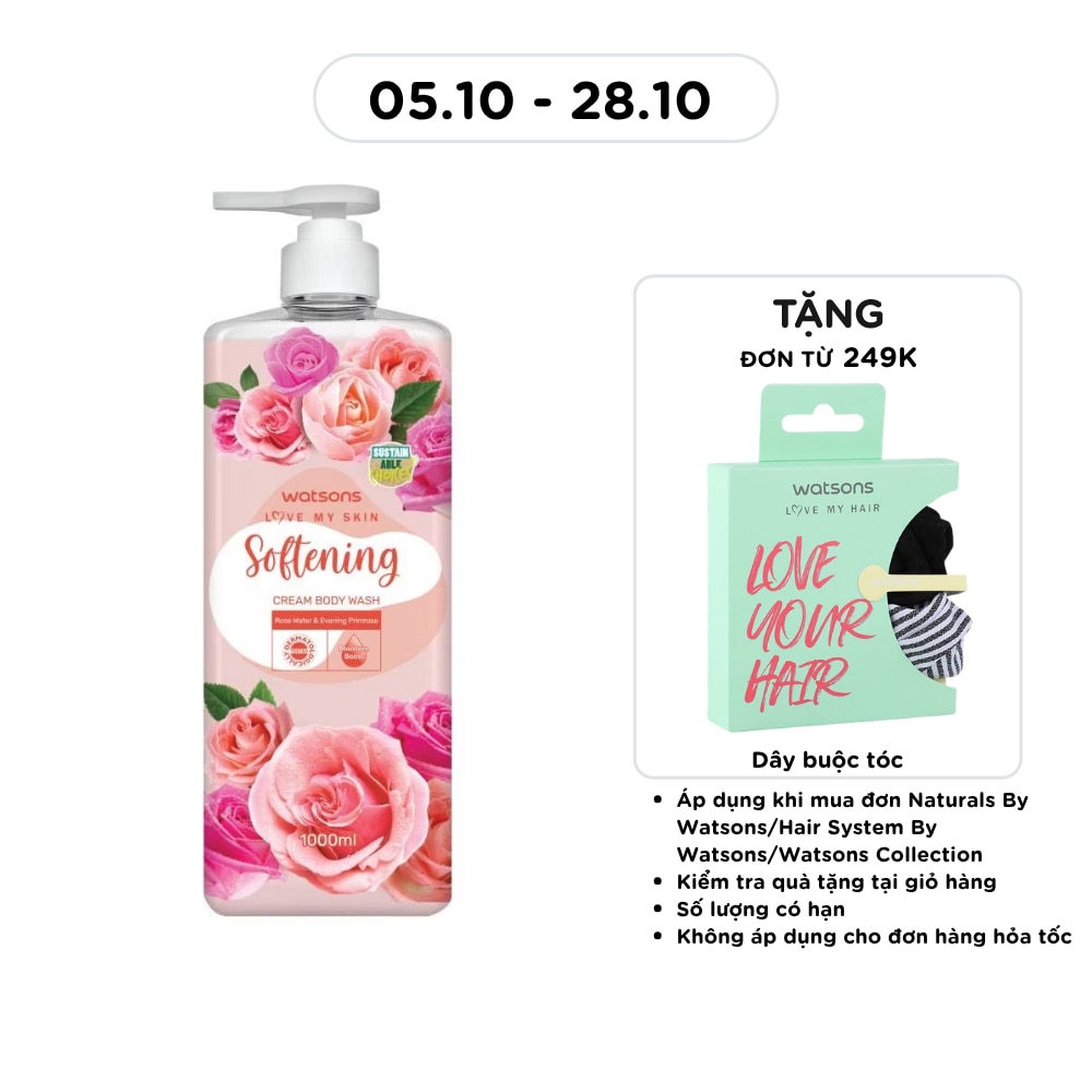 Kem Tắm Watsons Love My Skin Softening Cream Body Wash 1000ml image