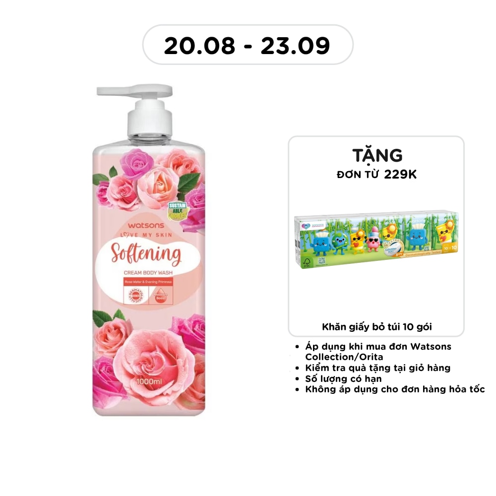 Kem Tắm Watsons Love My Skin Softening Cream Body Wash 1000ml image
