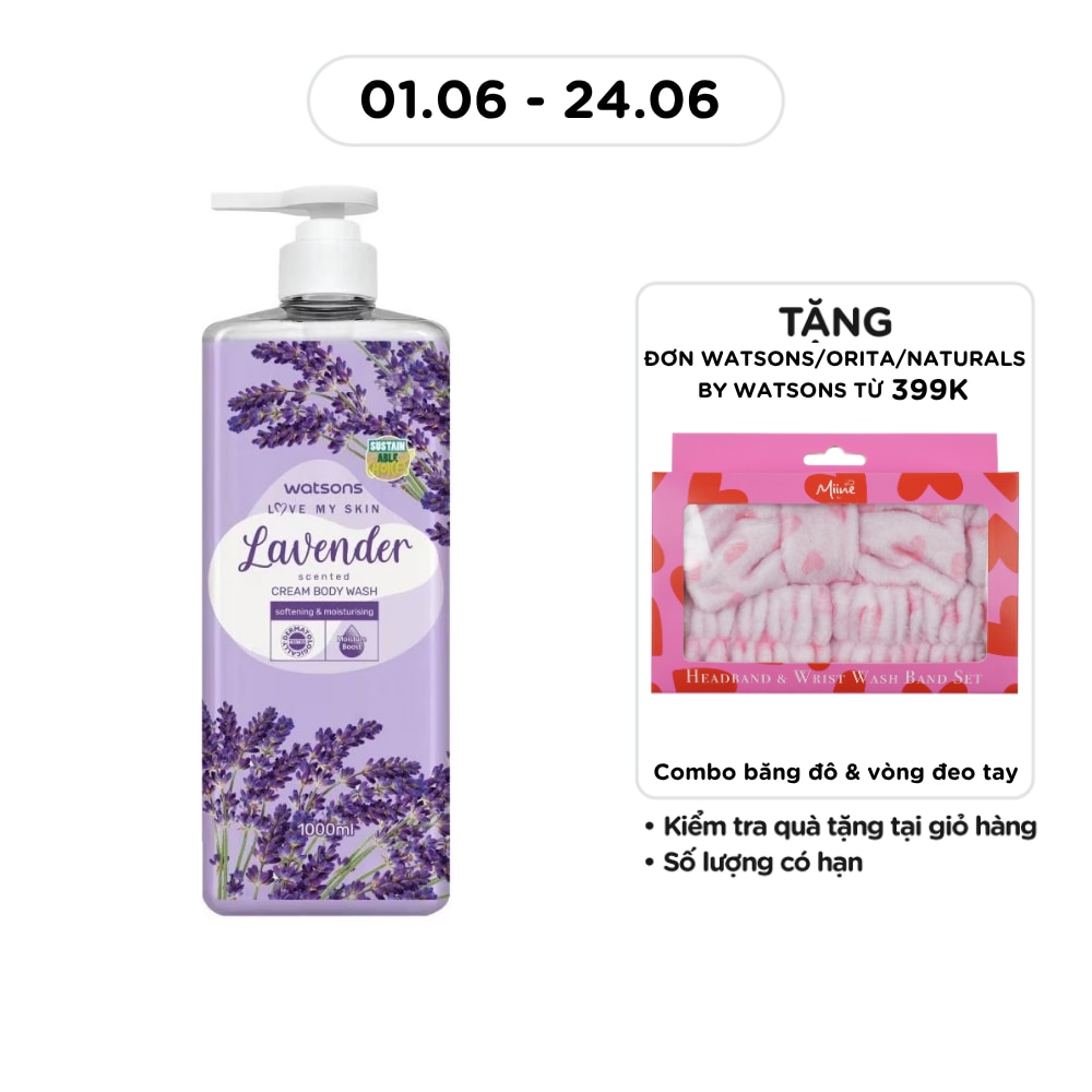 Kem Tắm Watsons Love My Skin Hương Oải Hương Cream Body Wash 1000ml