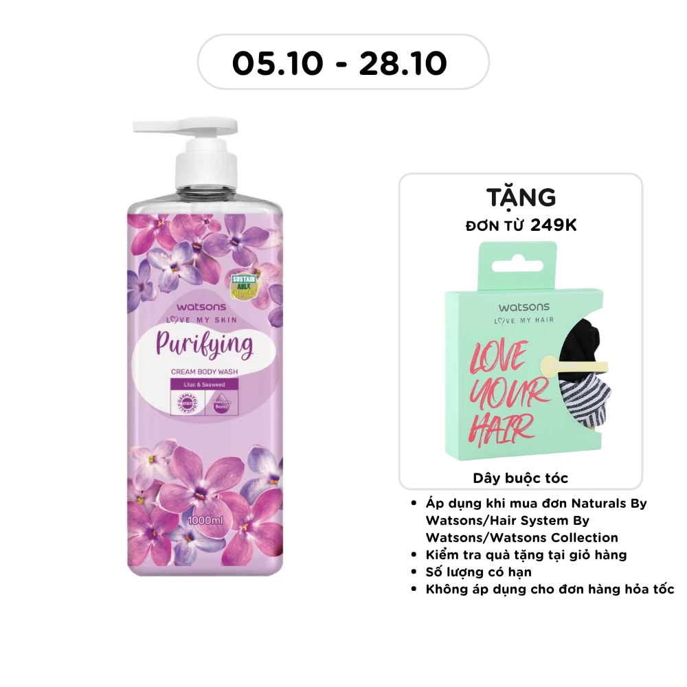 Kem Tắm Watsons Love My Skin Purifying Cream Body Wash 1000ml image