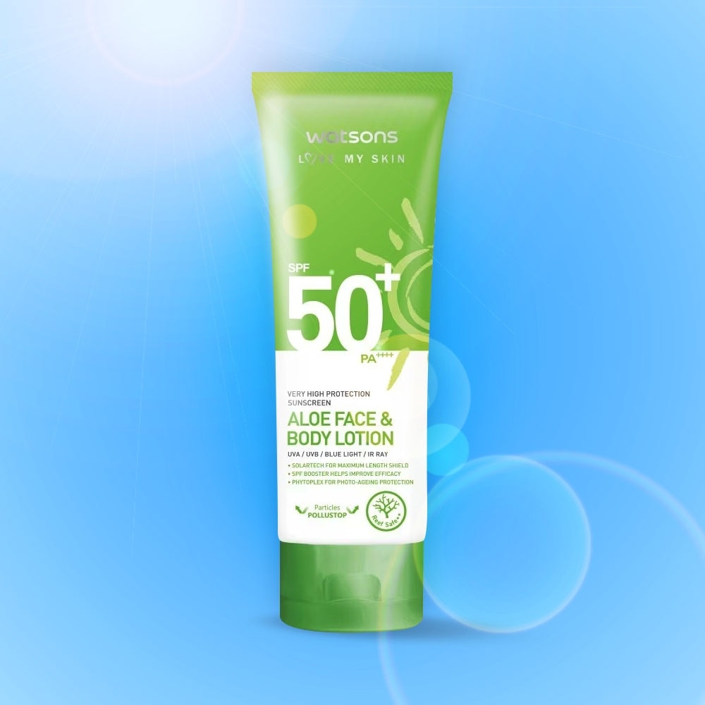 Sữa Dưỡng Chống Nắng Cho Mặt & Cơ Thể Watsons High Protection Sunscreen Aloe Face & Body Lotion SPF50 100ml