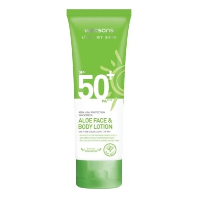 WATSONS Sữa Dưỡng Chống Nắng Cho Mặt & Cơ Thể Watsons High Protection Sunscreen Aloe Face & Body Lotion SPF50 100ml