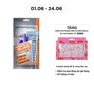 WATSONS - Bộ 3 Dao Cạo 3 Lưỡi Cho Nam Watsons Triple Blade Disposable Razors 3pcs
