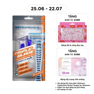 WATSONS - Bộ 3 Dao Cạo 3 Lưỡi Cho Nam Watsons Triple Blade Disposable Razors 3pcs