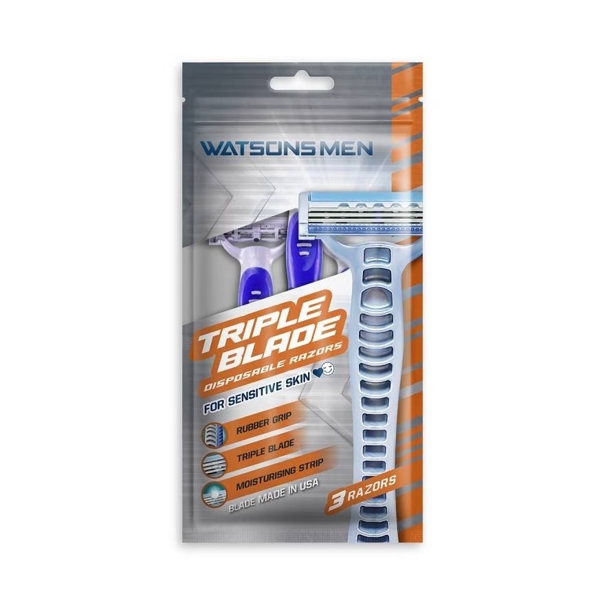 Watsons Men Triple Blade Disposable Razors 3pcs