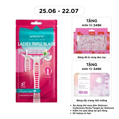 WATSONS - Ladies Triple Blade Disposable Razors 3pcs image