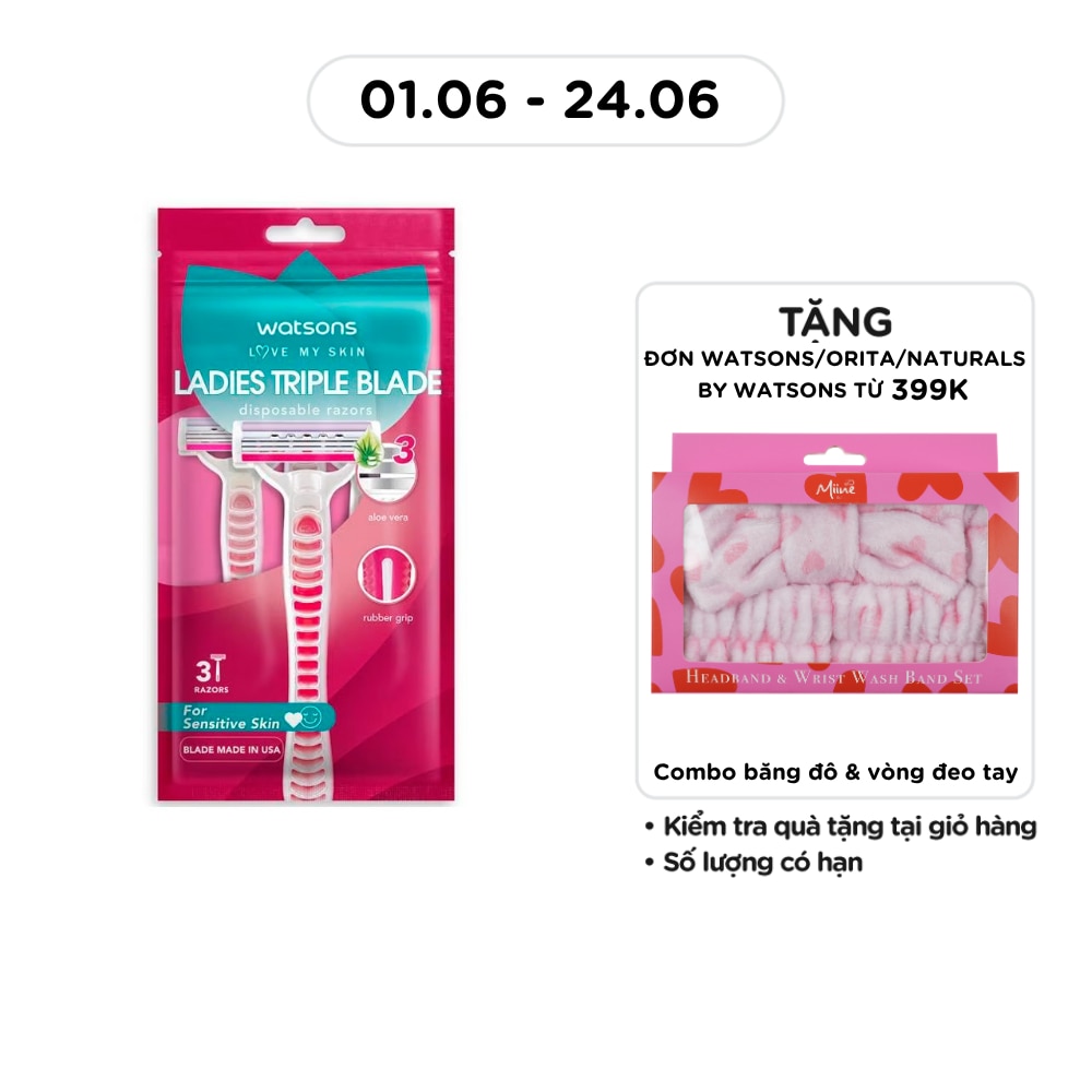 Bộ 3 Dao Cạo 3 Lưỡi Cho Nữ Watsons Triple Blade Disposable Razors 3pcs