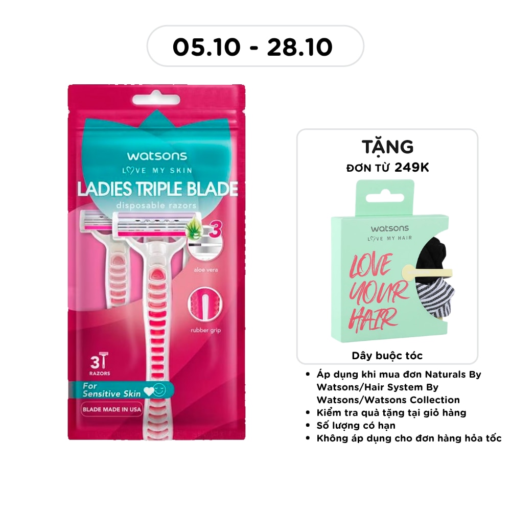 Bộ 3 Dao Cạo 3 Lưỡi Cho Nữ Watsons Triple Blade Disposable Razors 3pcs image