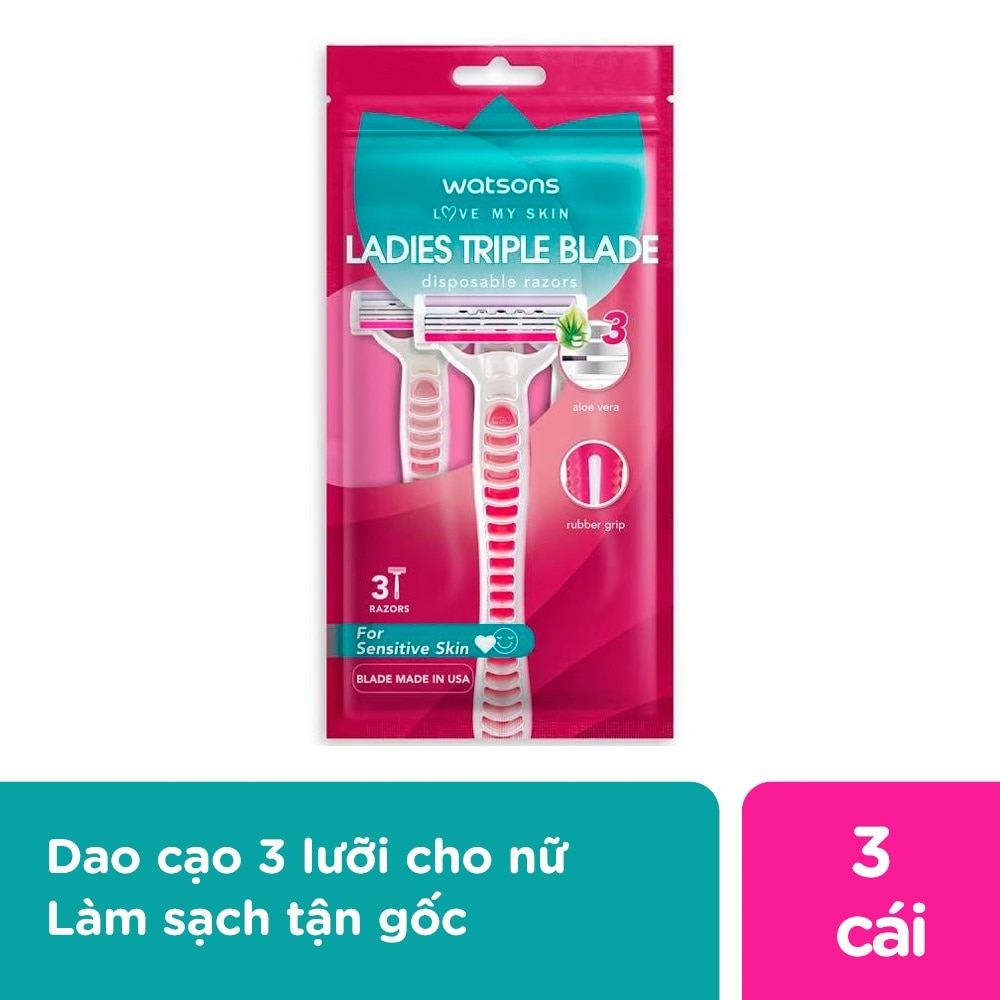 Bộ 3 Dao Cạo 3 Lưỡi Cho Nữ Watsons Triple Blade Disposable Razors 3pcs