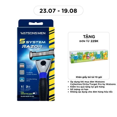WATSONS - Dao Cạo 5 Lưỡi Cho Nam Watsons Blade System Razor +2 Lưỡi Thay Thế image