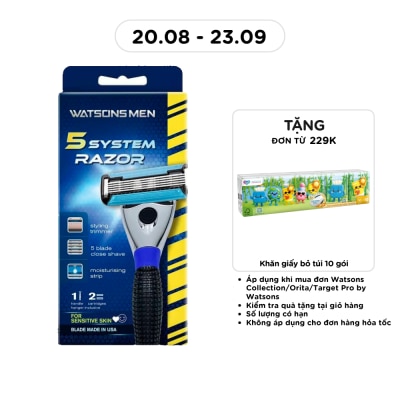 WATSONS - Dao Cạo 5 Lưỡi Cho Nam Watsons Blade System Razor +2 Lưỡi Thay Thế image