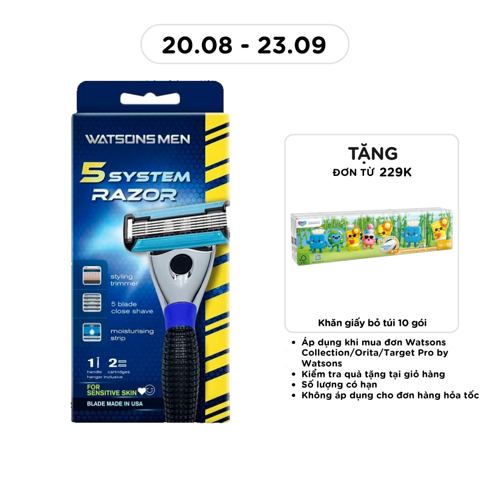 Dao Cạo 5 Lưỡi Cho Nam Watsons Blade System Razor +2 Lưỡi Thay Thế image