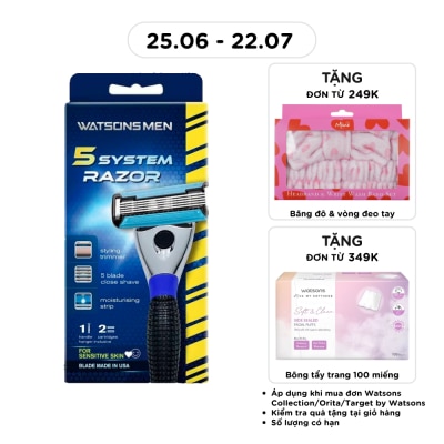 WATSONS - Dao Cạo 5 Lưỡi Cho Nam Watsons Blade System Razor +2 Lưỡi Thay Thế