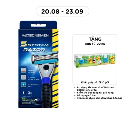 WATSONS - Dao Cạo 5 Lưỡi Cho Nam Watsons Blade System Razor +2 Lưỡi Thay Thế image