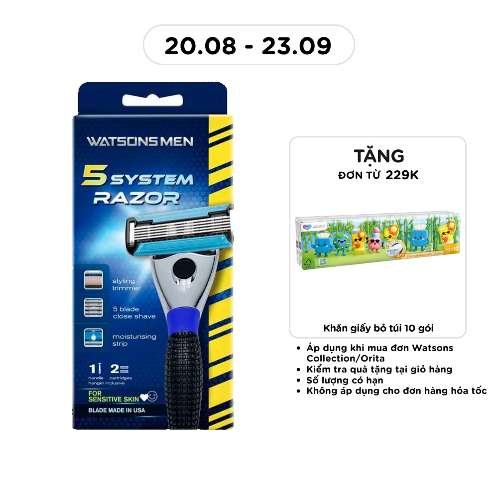 Dao Cạo 5 Lưỡi Cho Nam Watsons Blade System Razor +2 Lưỡi Thay Thế image