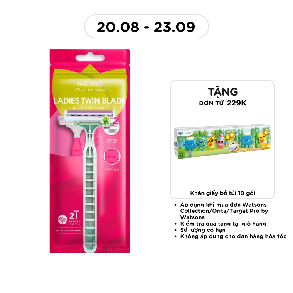 Bộ 2 Dao Cạo 2 Lưỡi Cho Nữ Watsons Twin Blade Disposable Razors 2pcs image