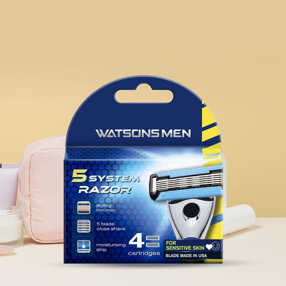 Watson Men 5 System Razor (Cartridge) 4 Replacement Blades 4pcs