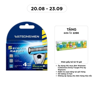 WATSONS - Bộ 4 Lưỡi Dao Thay Thế 5 Lưỡi Cho Nam Watsons Blade Razor Cartridge 4pcs image