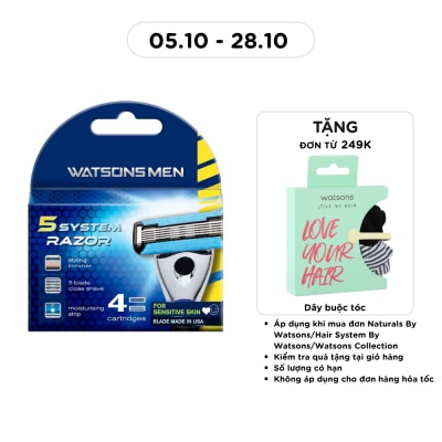 WATSONS Bộ 4 Lưỡi Dao Thay Thế 5 Lưỡi Cho Nam Watsons Blade Razor Cartridge 4pcs image