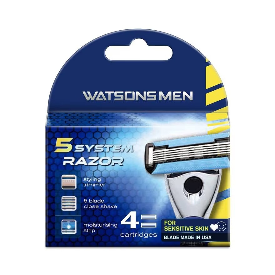 Watson Men 5 System Razor (Cartridge) 4 Replacement Blades 4pcs