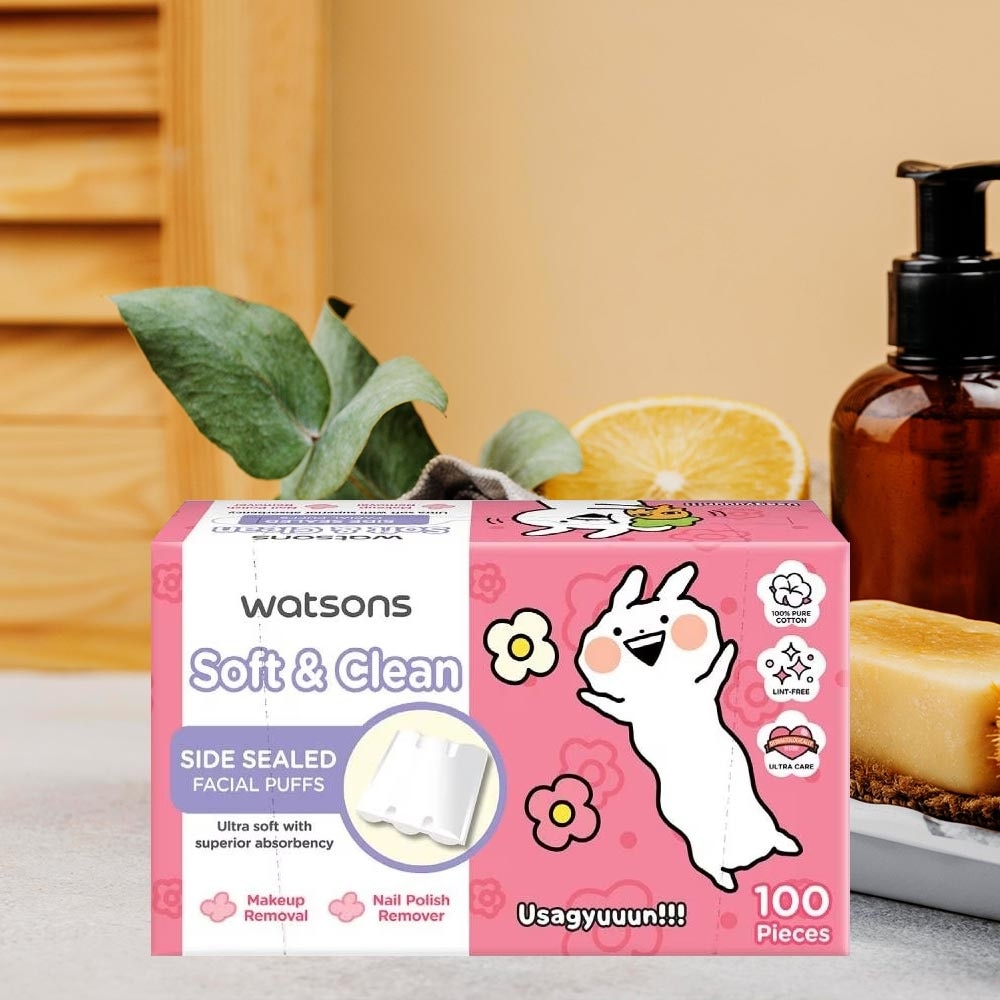 Bông Tẩy Trang Watsons Side Sealed Facial Puffs 100s (Usagyuuun)