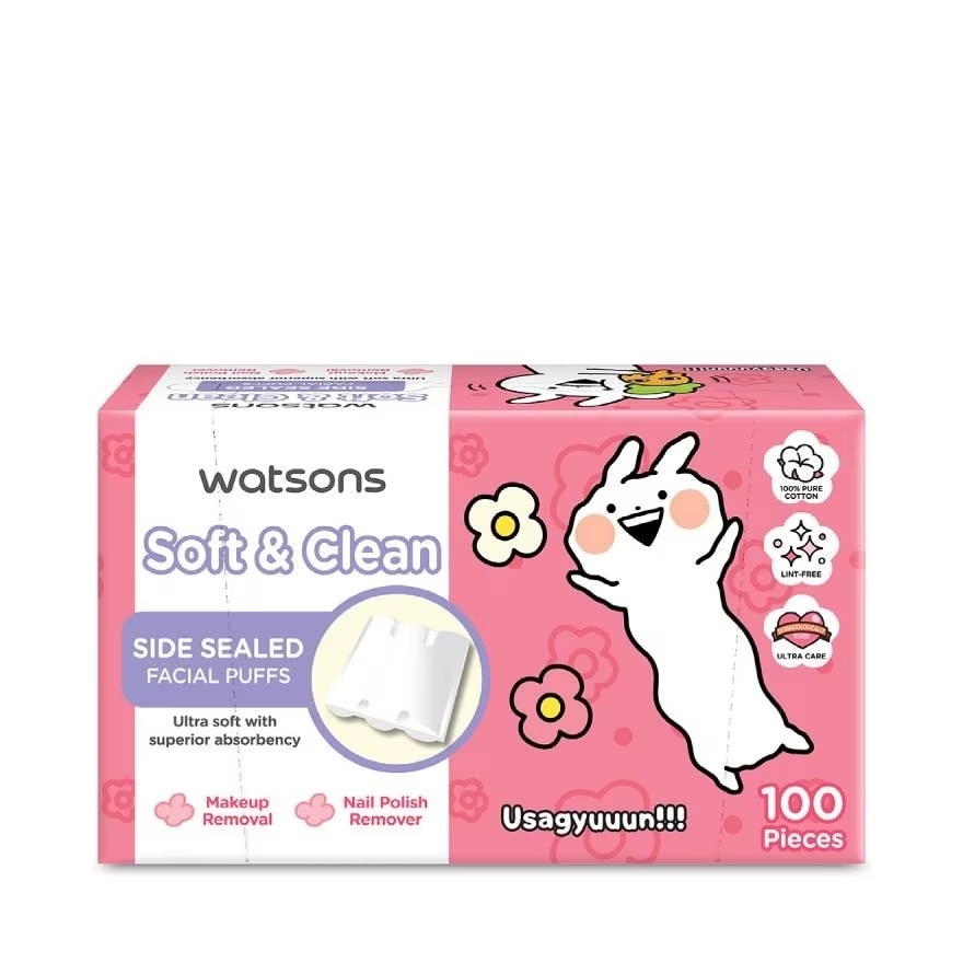 Bông Tẩy Trang Watsons Side Sealed Facial Puffs 100s (Usagyuuun)