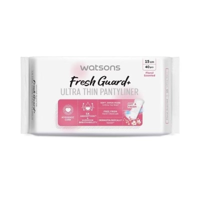 WATSONS Fresh Guard+ Ultra Thin Pantyliner Floral Scented 15cm 4pcs