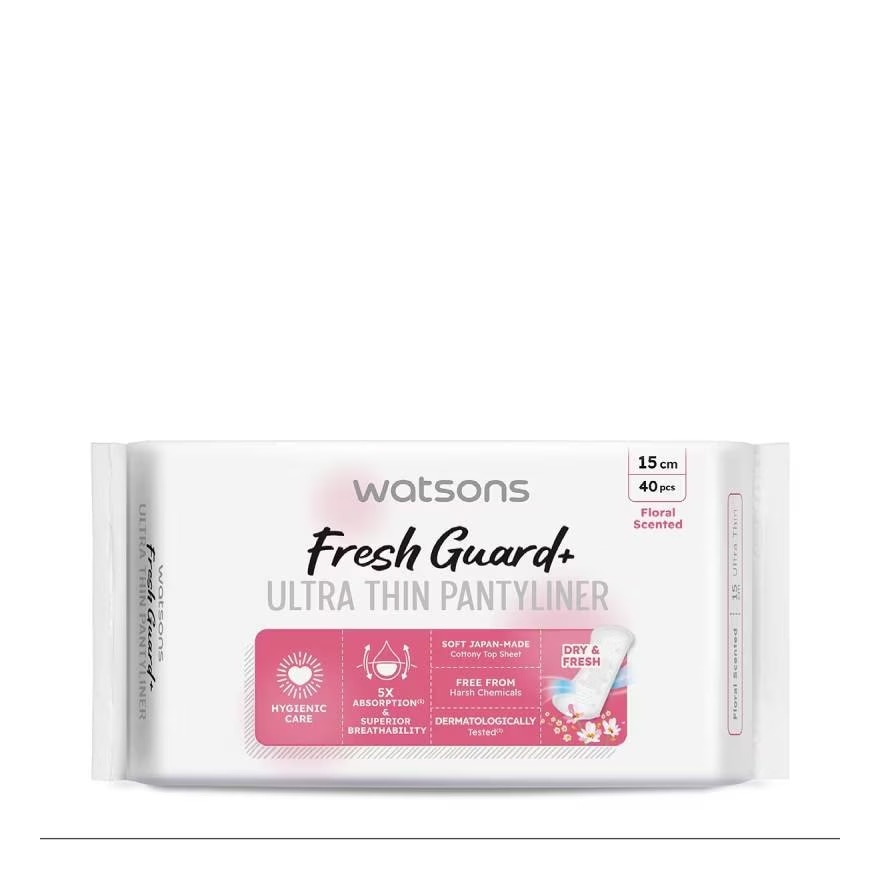 Băng Vệ Sinh Hàng Ngày Watsons Fresh Guard+ Siêu Mỏng Hương Hoa 15cm 40 Miếng