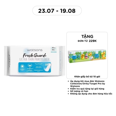 WATSONS - Băng Vệ Sinh Hàng Ngày Watsons Fresh Guard+ Siêu Mỏng Không Mùi 15cm 40 Miếng image