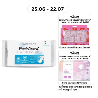 WATSONS - Fresh Guard+ Ultra Thin Pantyliner Unscented 15cm 40pcs
