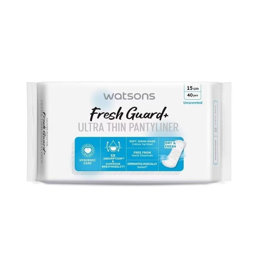 Fresh Guard+ Ultra Thin Pantyliner Unscented 15cm 40pcs