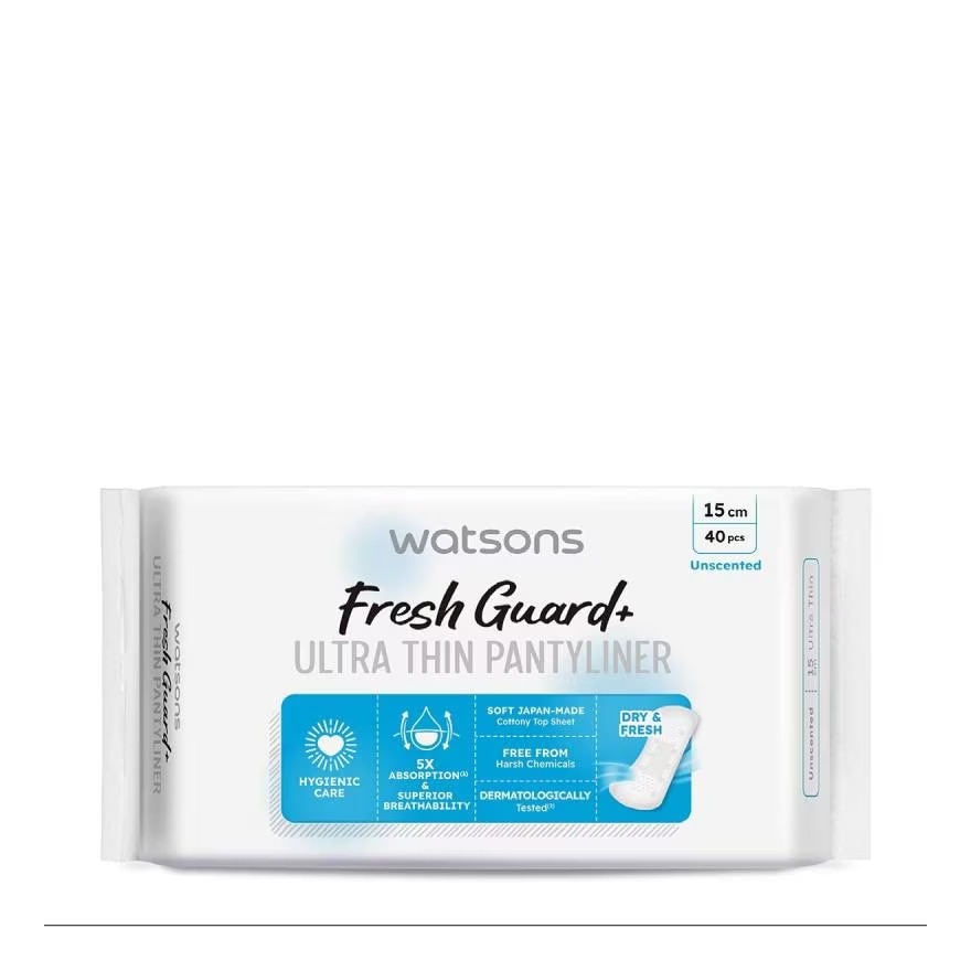Fresh Guard+ Ultra Thin Pantyliner Unscented 15cm 40pcs
