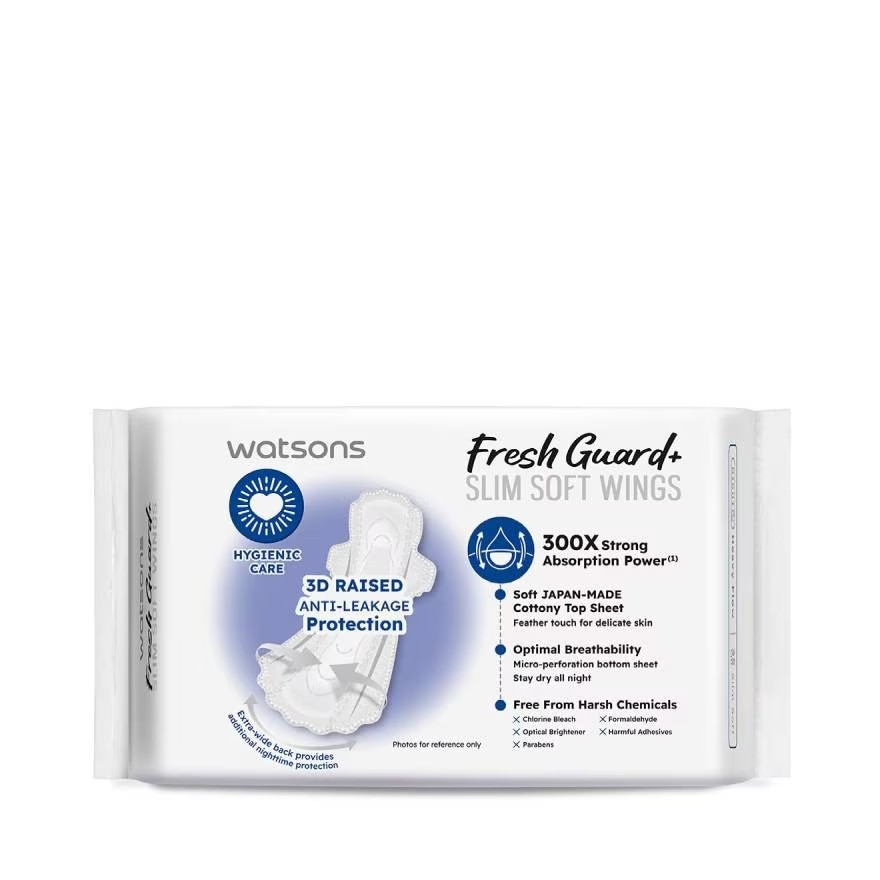 Băng Vệ Sinh Ban Đêm Mỏng Có Cánh Watsons Fresh Guard+ 35cm 8 Miếng