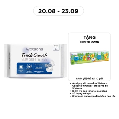 WATSONS - Băng Vệ Sinh Ban Đêm Mỏng Có Cánh Watsons Fresh Guard+ 35cm 8 Miếng image