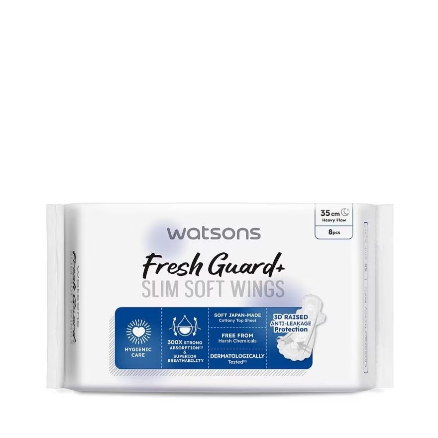 Băng Vệ Sinh Ban Đêm Mỏng Có Cánh Watsons Fresh Guard+ 35cm 8 Miếng