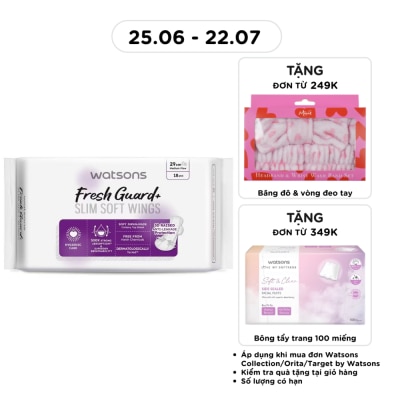 WATSONS - Băng Vệ Sinh Ngày và Đêm Mỏng Có Cánh Watsons Fresh Guard+ 29cm 18 Miếng