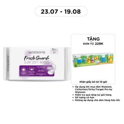 WATSONS - Băng Vệ Sinh Ngày và Đêm Mỏng Có Cánh Watsons Fresh Guard+ 29cm 18 Miếng image