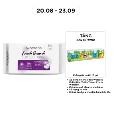 WATSONS - Băng Vệ Sinh Ngày và Đêm Mỏng Có Cánh Watsons Fresh Guard+ 29cm 18 Miếng image