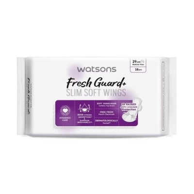 WATSONS Băng Vệ Sinh Ngày và Đêm Mỏng Có Cánh Watsons Fresh Guard+ 29cm 18 Miếng image