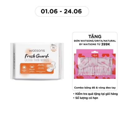 WATSONS - Băng Vệ Sinh Ban Ngày Siêu Mỏng Có Cánh Watsons Fresh Guard+ 23cm 24 Miếng