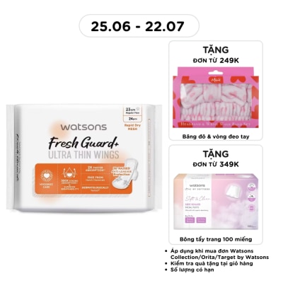 WATSONS - Băng Vệ Sinh Ban Ngày Siêu Mỏng Có Cánh Watsons Fresh Guard+ 23cm 24 Miếng image
